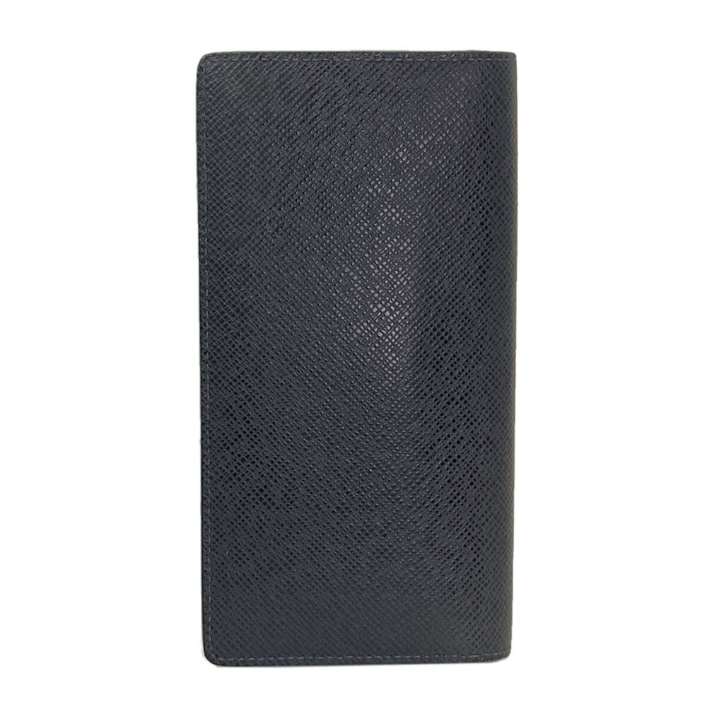 Louis Vuitton Portefeuille Brazza NM Long Wallet Coin Purse Leather Blue Black